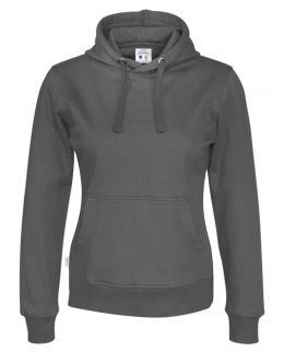 Grå dam-hoodie med eget tryck Standard