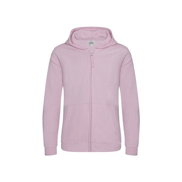 Rosa barn zip-hoodie med eget tryck