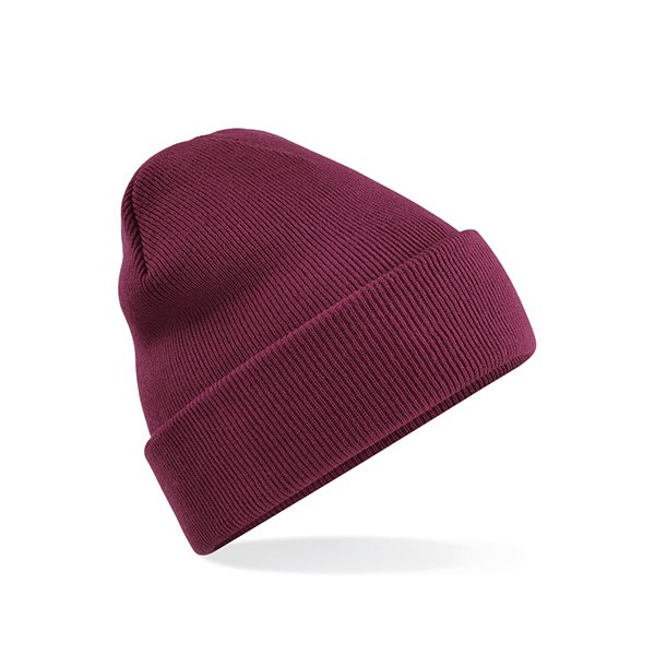 Vinröd Uppvikt Mössa Med Egen Brodyr