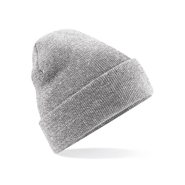 Gråmelerad Uppvikt Mössa Med Egen Brodyr