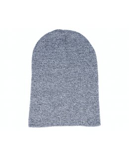 Lång mössa med egen brodyr, gråmelerad